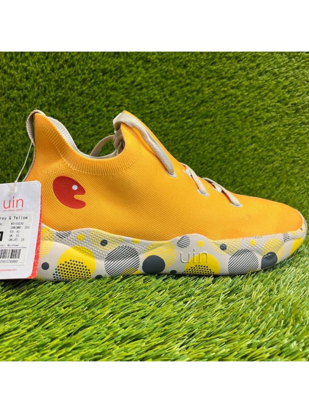 UIN Footwear Mijas knit Mens Size 11 Yellow Gray Running Walking Shoes Sneakers